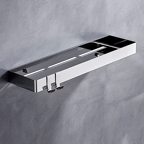 RBUDSPOLF Multifunktionales Badezimmerregal Eckdusche Caddy Stanzen Schwebende Regale Rechteckiges Regal Mit Haken Aufbewahrungsregal Wandmontage/50Cm von RBUDSPOLF