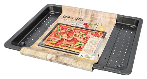 Birkmann, Laib & Seele Backblech, verstellbar, 36–52 × 33 cm, perforiert, Antihaftbeschichtung, inkl. Rezeptvorschlag, 210585 von Birkmann