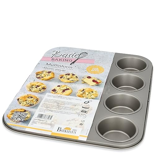RBV Birkmann Muffinform | 12er Muffinblech für große Muffins oder Cupcakes | Antihaftbeschichtung | Backform für Mini-Kuchen | Karbonstahl | Basic Baking von RBV Birkmann