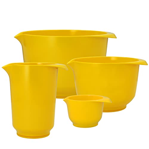 Birkmann, Colour Bowls, Rühr- und Servierschüsselset, 4-tlg., 0,5 Liter, 1 Liter, 2 Liter, 4 Liter, kratzfest, standfest, nachhaltig, gelb von RBV Birkmann