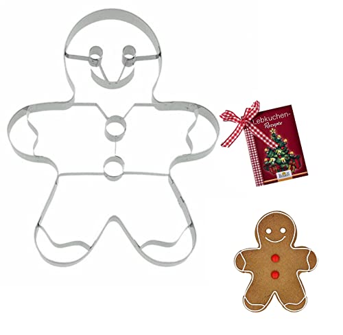 Birkmann, XXL Ausstechform Lebkuchenmann, Ausstechform zum Ausstechen und Dekorieren von Plätzchen, Marzipan, Fondant, Edelstahl, spülmaschinengeeignet, Größe:18 cm, Grau von Birkmann