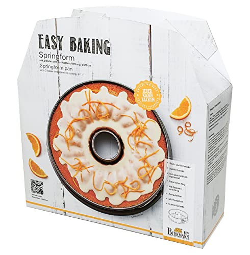 Birkmann, Easy Baking, runde Springform 28 cm, mit zwei austauschbaren Böden, Flach- und Rohrboden, hohem Rand, antihaft, auslaufsicher, 881051 von Birkmann
