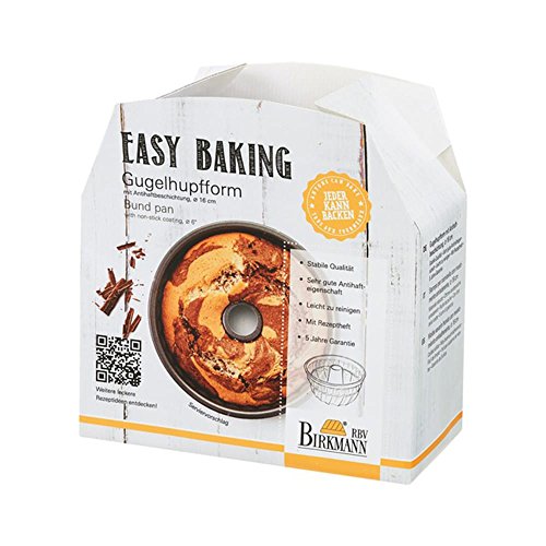 Birkmann, Easy Baking, Gugelhupfform Ø 16 cm, kleine Backform mit Antihaftbeschichtung in Bundtform, mit Rezeptheft, 881136 von Birkmann