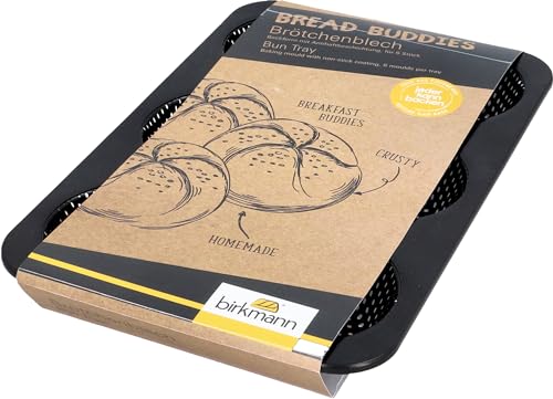 Birkmann Brötchenblech Bread Buddies 21x3x32cm Hitzebeständig bis 230 °C Backform Blech Backblech Brötchenform von RBV Birkmann