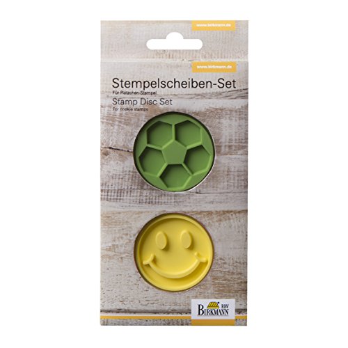 Birkmann 1010731110 Stempel-Set, Smiley und Fussball, 2-teilig, Kunststoff, Grau, 5 x 3 x 2 cm, Silikon, grün/gelb, 7 x 7 x 0.5 cm von Birkmann