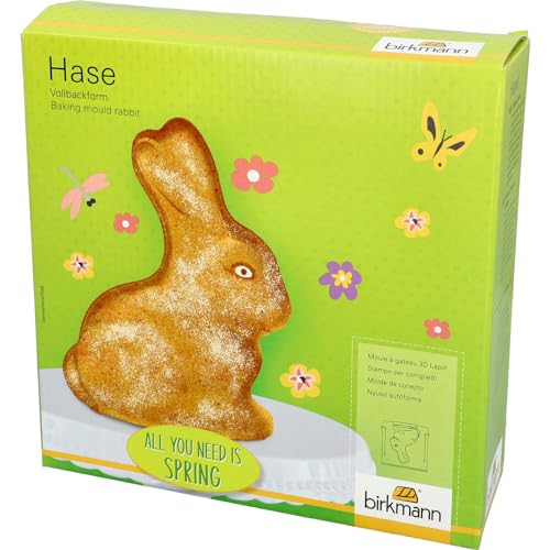 Birkmann Vollbackform Hase, für ca. 1000 ml Teig, Osterhase in 3D-Optik, hochwertiger Karbonstahl, Antihaftbeschichtung, mit Rezeptvorschlag, temperaturbeständig, 212015 von RBV Birkmann
