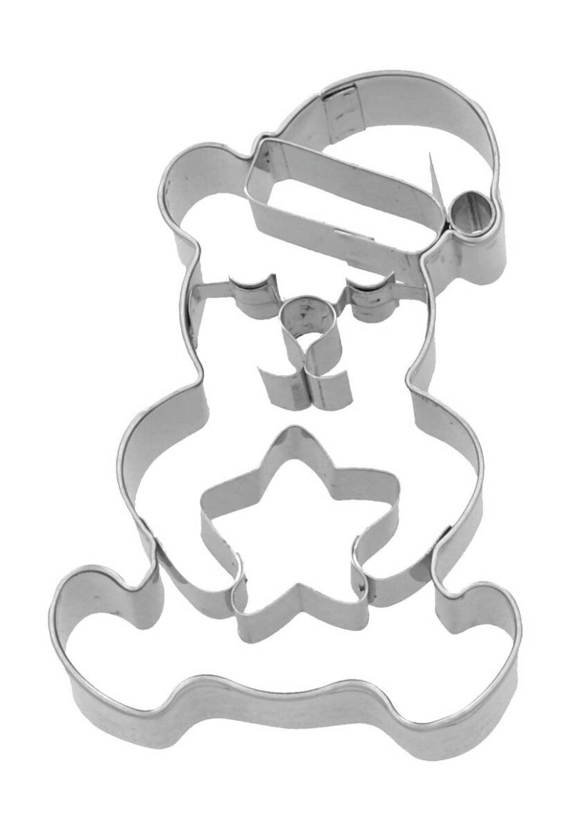 Präge-Ausstecher Weihnachtsteddybär mit Stern 7 cm edelstahl von RBV Birkmann