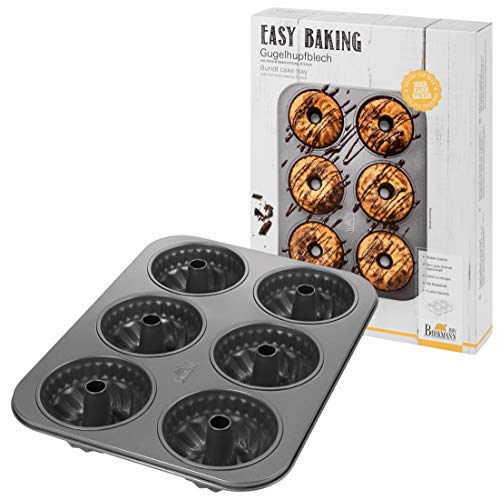 Birkmann, Easy Baking, Gugelhupfblech 6-fach, Backform für Mini-Kuchen, Muffins und Cupcakes, mit Antihaftbeschichtung und Rezeptcode, 881518 von Birkmann