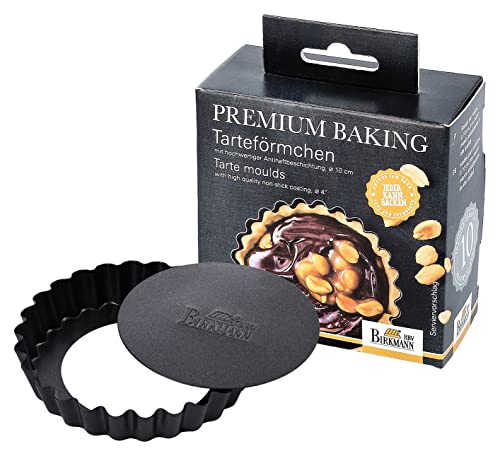 RBV Birkmann Premium Baking, Tarteförmchen, Ø 10 cm, 6-fach, mit Hebeboden, exzellente Marken-Antihaftbeschichtung, mit Rezept von RBV Birkmann