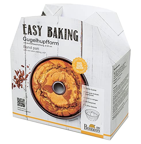 Birkmann, Easy Baking, Gugelhupfform Ø 22 cm, Backform mit Antihaftbeschichtung in Bundtform, mit Rezeptideen, 881099 von Birkmann