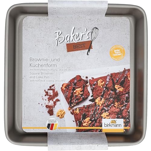 RBV Birkmann Browniebackform - Grau - 24 x 24 cm - Karbonstahl - Antihaftbeschichtung von RBV Birkmann