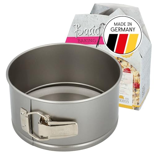 RBV Birkmann Springform Ø 18 cm rund | Backform mit Flachboden | Kuchenform für Tortenboden, Biskuit, Rührkuchen | Antihaftbeschichtung | grau | Basic Baking von RBV Birkmann