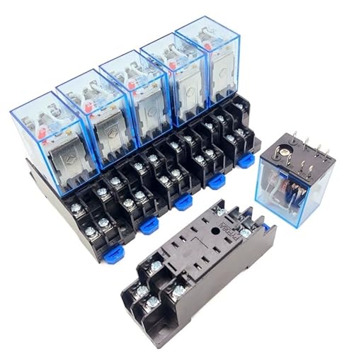 10 Stück 8/11/14-polig mit Sockel DPDT Miniaturspule Allgemeiner elektromagnetischer Zwischenrelaisschalter 2NO/2NC 3NO/3NC 4NO/4NC 5A Größe: 10 Stück DC24V von RBYRLDSTY