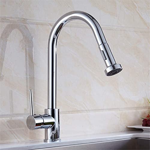 Ausziehbare Küchenarmaturen, schwarz, Warm- und Kaltwassermischer, Küchenspüle, Einhandarmaturen mit Luftsprudler für Kalt- und Warmmischer, goldfarben (Cromo) von RBYRLDSTY