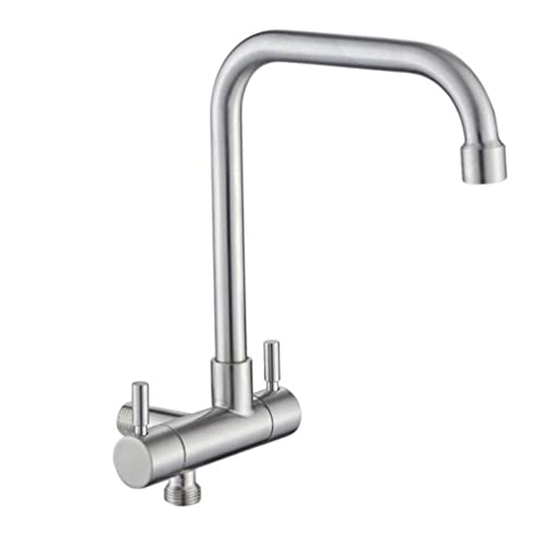 Küchenarmatur Sus 304 Edelstahl In Die Wand Horizontal Kaltwasserhahn Sprühset Bidetdüse Doppelsteuerung Wasserhahn 360 Schwenkbar Gebürstetes Nickel A(Brushed Nickel a) von RBYRLDSTY
