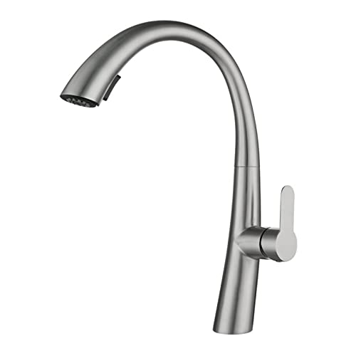 Küchenarmatur mit ausziehbarer Brause, Warm- und Kaltwasser, ausziehbare Küchenarmaturen, moderne gewerbliche Küchenspülarmatur, Deckmontage, gebürsteter Edelstahl-Spültischhahn mit Standardbeschlägen Küchenarmatur mit ausziehbarer Brause, Warm- und Kaltwasser, ausziehbare Küchenarmaturen, moderne gewerbliche Küchenspülarmatur, Deckmontage, gebürsteter Edelstahl-Spültischhahn mit Standardbeschlägen von RBYRLDSTY