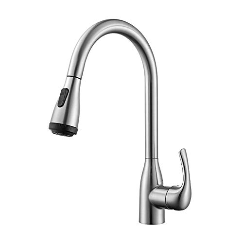 Küchenspüle Wasserhahn Edelstahl Ausziehbare Küchenmischbatterien 360° Schwenkbarer Küchenhahn Einhebelmischer Spültischarmatur mit 4 Wasserauslassfunktion Schwarz(Brushed Nickel) von RBYRLDSTY