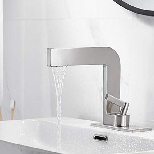 Waschtischmischer Wasserfall-Waschbeckenarmaturen Warm- und Kaltwasser-Waschbeckenarmatur Messing-Waschbeckenarmatur Einhebel-Unterbauwaschtischarmatur-Schwarz(Chrome) von RBYRLDSTY