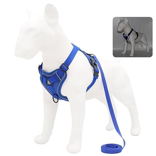 Hundegeschirr, verstellbare, weich gepolsterte Hundeweste, kein Ziehen, reflektierend, for extra kleine/kleine mittelgroße Hunde und Katzen (Color : Blue, Size : XL) von RC-BKKXXEAV