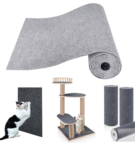 RC GearPro Trimmbare Selbstklebende Matte für Katzenkratzen und Möbelschutz, Grau, 78.7 x 15.8 cm, für Katzen, Kratzbaum Abdeckung von RC GearPro
