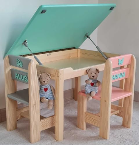 RC ROOM COLOREE for kids Set aus Tisch und 2 Stühlen, wunderschöne und unvergleichliche Qualität, für Ihr Kind von 2 bis 5 Jahren, Dekor und Name des Kindes von RC ROOM COLOREE for kids