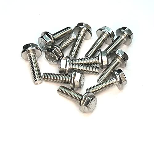 M6 (6 mm x 16 mm) Geflanschte Sechskantschraube (Vollgewindeschraube) – A2 Edelstahl (10 Stück) von RC Screws