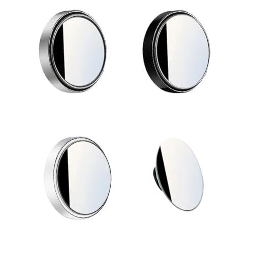 RCBCPLGLNK Auto-Rückspiegel, Kleiner runder Spiegel, hochauflösender, 360-Grad-konvexer Weitwinkel-Rückfahrassistent-Totwinkelspiegel Spiegel(Silver Pair Set) von RCBCPLGLNK