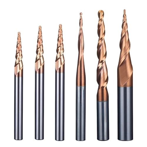 RCBCPLGLNK Konischer Schaftfräser HRC55 Wolfram-Hartmetall CNC-Schaftfräser 4 mm 6 mm 8 mm 3D-Schnitzfräser Holz-Metall-Werkzeuge Schaftfräser(1838) von RCBCPLGLNK