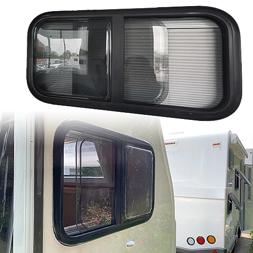 RCBDBSM Wohnmobil Schiebefenster Horizontales UV-beständig Acryl Glas Camper Fenster, abgerundete Ecke Push-Fenster für Camper RV, Sichtschutz Fliegengitter Verdunklungsrollo,900x500mm von RCBDBSM