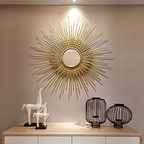 Sonnenspiegel Gold 60cm/70cm/80cm, Metall Sunburst Hängender Spiegel für Wand, Wandspiegel-Dekor für Zeitgenössische Schlafzimmer Badezimmer Vanity Entryway Wohnzimmer,70cm von RCBDBSM