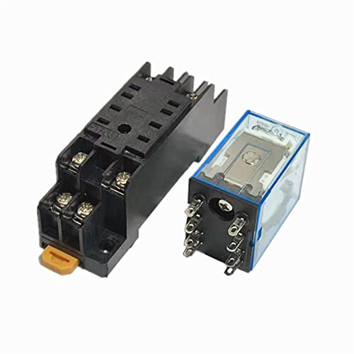 RCGKNNMUZ MY2P HH52P MY2NJ DPDT Miniaturspule Allgemeiner elektromagnetischer Zwischenrelaisschalter mit Sockelbasis LED AC 110 V 220 V DC 12 V 24 V 1 Stücke(AC110V) von RCGKNNMUZ