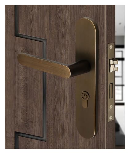 Retro Chinesische Messing Türschloss Split Zimmer Schlafzimmer Magnetische Stille Sperre Haushalt Holz Tür Griff Schloss(58H81-58 Silent Lock) von RCGKNNMUZ