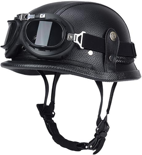 RCGNR Halbschalenhelm ECE Zertifiziert, Jethelm Retro, Vintage Motorrad Helm, Scooter-Helm, Offenem Helm, mit Brille Halbhelm für Männer Frauen,Black 01,XXL RCGNR Halbschalenhelm ECE Zertifiziert, Jethelm Retro, Vintage Motorrad Helm, Scooter-Helm, Offenem Helm, mit Brille Halbhelm für Männer Frauen,Black 01,XXL von RCGNR
