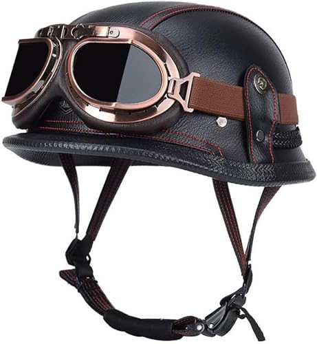 RCGNR Halbschalenhelm ECE Zertifiziert, Jethelm Retro, Vintage Motorrad Helm, Scooter-Helm, Offenem Helm, mit Brille Halbhelm für Männer Frauen,Black 04,M RCGNR Halbschalenhelm ECE Zertifiziert, Jethelm Retro, Vintage Motorrad Helm, Scooter-Helm, Offenem Helm, mit Brille Halbhelm für Männer Frauen,Black 04,M von RCGNR