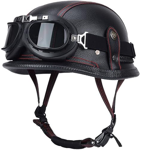 RCGNR Halbschalenhelm ECE Zertifiziert, Jethelm Retro, Vintage Motorrad Helm, Scooter-Helm, Offenem Helm, mit Brille Halbhelm für Männer Frauen,Black 05,L RCGNR Halbschalenhelm ECE Zertifiziert, Jethelm Retro, Vintage Motorrad Helm, Scooter-Helm, Offenem Helm, mit Brille Halbhelm für Männer Frauen,Black 05,L von RCGNR