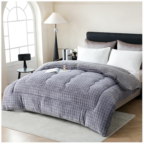 RCGNR Lammsamt-Winter-Steppdecke, Dickes Kaschmir, Warme Lammwolle-Steppdecke, Flauschige Kaschmir-Steppdecken, Schwere Decken FüR Winter-Doppelbett F,150x200cm/2.5kg von RCGNR