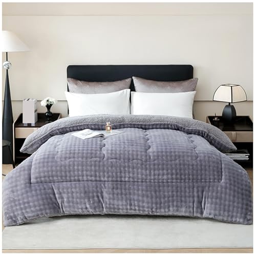 RCGNR Winterdecke, Dicke Steppdecke Aus Lammwolle, Dicke Steppdecke, Dickes Lamm Kaschmir-Bettdecke FüR Den Winter, Schwere Decken FüR Doppelbetten, Warm PlüSch Winterdecke B,150x200cm/2.5KG von RCGNR