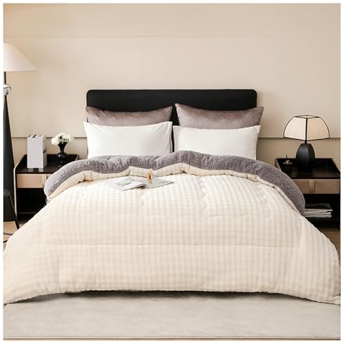 RCGNR Winterdecke, Dicke Steppdecke Aus Lammwolle, Dicke Steppdecke, Dickes Lamm Kaschmir-Bettdecke FüR Den Winter, Schwere Decken FüR Doppelbetten, Warm PlüSch Winterdecke F, 150x200cm/3.5KG von RCGNR