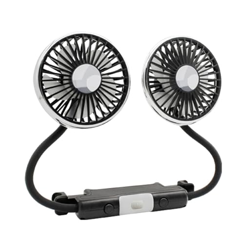 RCGOFOLLOW Bekämpfen Sie die Hitze mit 12 V Autolüftern für den Rücksitz mit zwei Lüfterköpfen und flexiblem Silikonschlauch aus ABS mit Batterie Autokühllüfter von RCGOFOLLOW