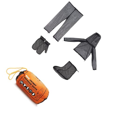 RCGOFOLLOW Camping Abenteuerausrüstung Atmungsaktives Set mit Kapuzenoberteil und Handschuhen Polyester Schutzkleidung für Angeln und Abenteuer, Schwarz, XXL von RCGOFOLLOW