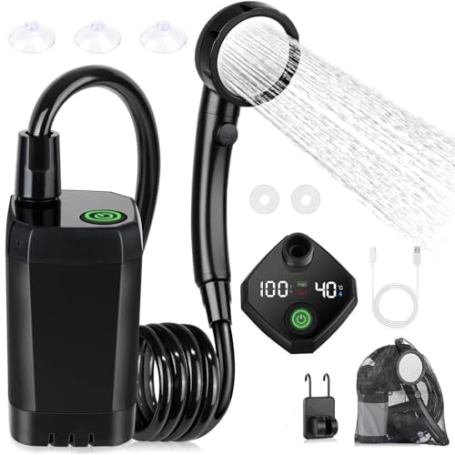 RCGOFOLLOW Camping Duschpumpe mit intelligenter LED Anzeige, Temperaturanzeige, tragbare Camping Duschpumpe mit Batterie, Typ3 von RCGOFOLLOW