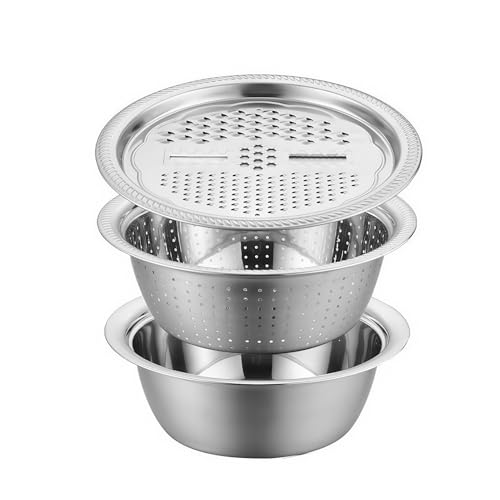 RCGOFOLLOW Edelstahlschüsseln mit Wasserfilter, langlebige, schmutzabweisende Schüsseln zum Mischen und Aufbewahren von Teig, 24cm von RCGOFOLLOW