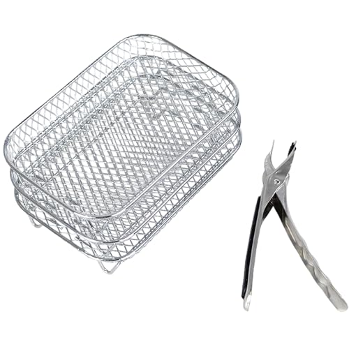 RCGOFOLLOW Für Ninja Air Fryer 3 stöckiges Air Fryer Rack Set mit stapelbaren Racks Rack für Ninja Dual 3 lagig von RCGOFOLLOW