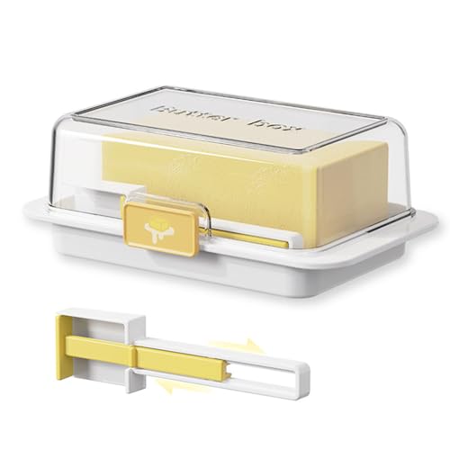 RCGOFOLLOW Nahtloses Auftragen von Butter mit Butterschneider und transparentem Deckel Buttertrennbox aus stabilem ABS Käsebox, Weiß von RCGOFOLLOW