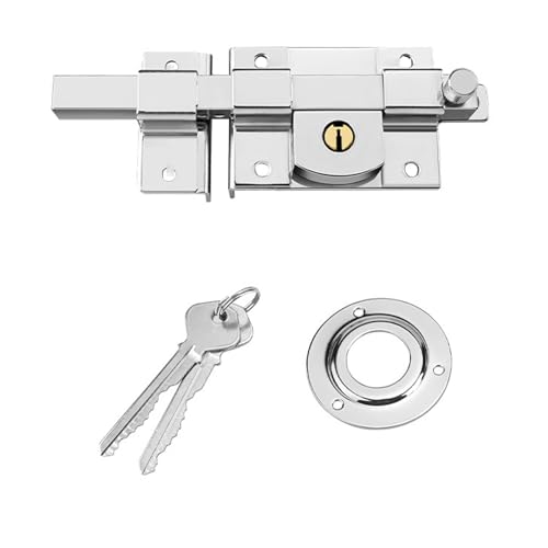 RCGOFOLLOW Verdickte Tür, verdicktes Kreuz, altmodisches Set, rostfrei, Diebstahlschutz, Riegelschloss, 2 Schlüssel, für Schlüssel Außenschloss, Linke Öffnung von RCGOFOLLOW