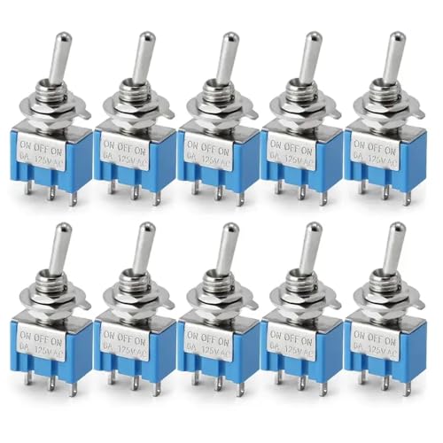10pcs Toggle Switches 3Pin 6Pin Ein eingeschaltet Ein Einschalten Ein Einschalten des Netzschalters, das mit dem CAR 102 103 202 203 Modelle kompatibel ist(3Pin-On-ON-ON) von RCGtnnesa
