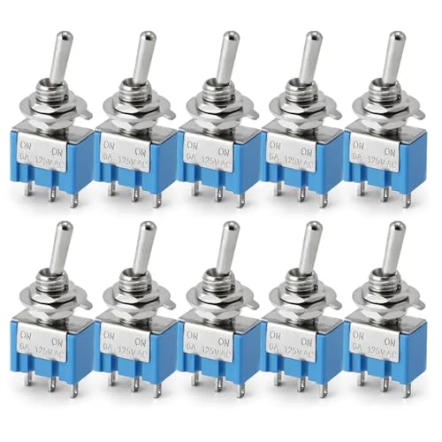 10pcs Toggle Switches 3Pin 6Pin Ein eingeschaltet Ein Einschalten Ein Einschalten des Netzschalters, das mit dem CAR 102 103 202 203 Modelle kompatibel ist(3Pin On-On) von RCGtnnesa