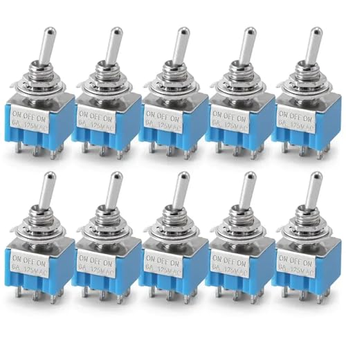 10pcs Toggle Switches 3Pin 6Pin Ein eingeschaltet Ein Einschalten Ein Einschalten des Netzschalters, das mit dem CAR 102 103 202 203 Modelle kompatibel ist(6Pin On-Off-On) von RCGtnnesa