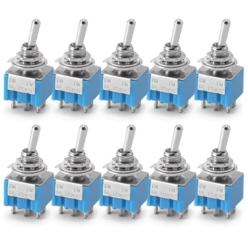 10pcs Toggle Switches 3Pin 6Pin Ein eingeschaltet Ein Einschalten Ein Einschalten des Netzschalters, das mit dem CAR 102 103 202 203 Modelle kompatibel ist(6Pin On-On) von RCGtnnesa