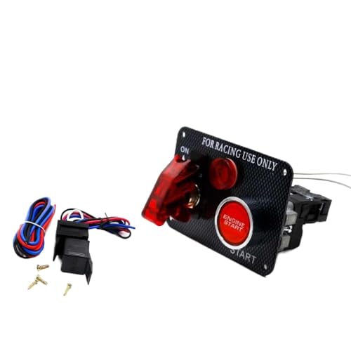 12V LED -Rennsport -Zündschaltertafel mit Motorstart -Druckknopf und Schalterschalter Kohlefaserersatz Teil kompatibel mit verschiedenen Fahrzeugen von RCGtnnesa